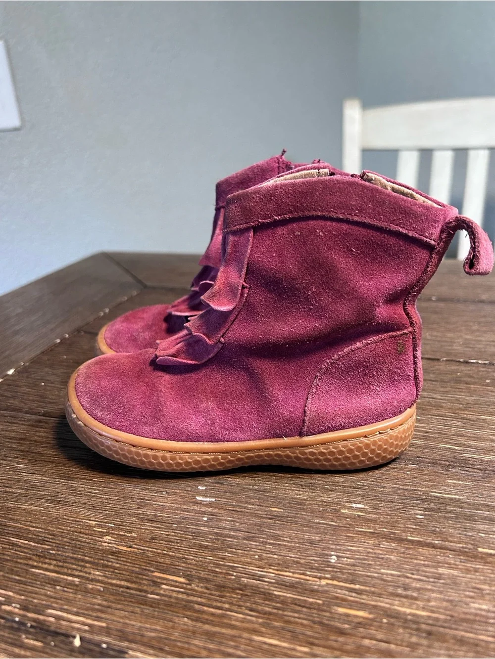 Livie & Luca suede ruffled boots size 6